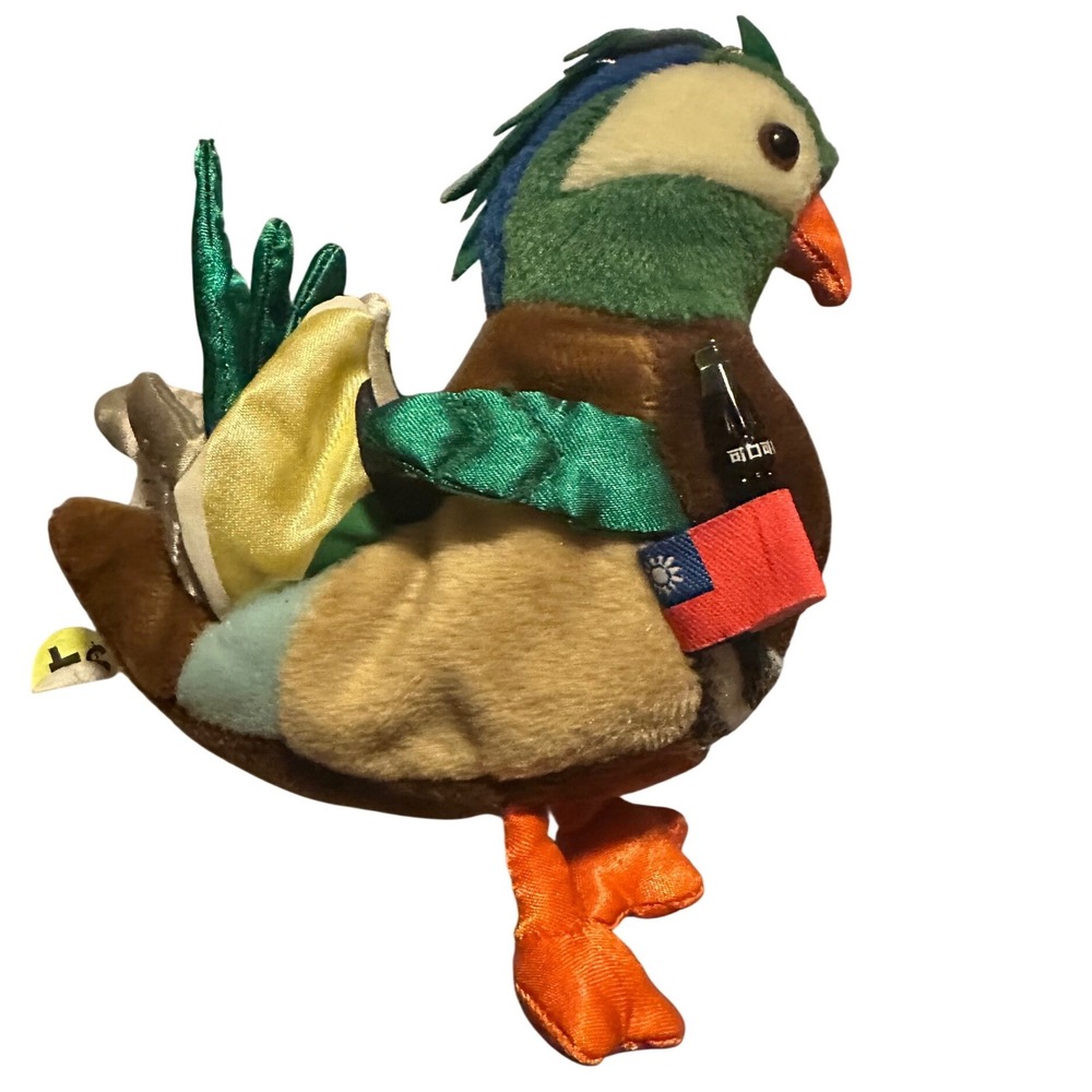 Coca-Cola International Bean Bag Mandarin Duck Plush Taiwan Flag Bottle 1999
